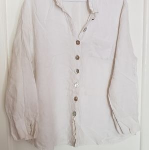 Vintage white linen shirt XL, made in Canada